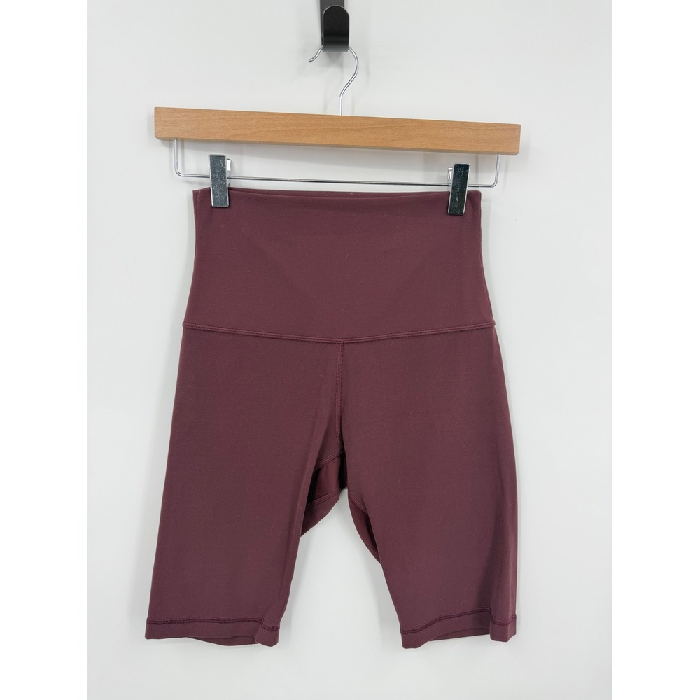 Lululemon Align Super-High-Rise Short 10" Women 6 Burgundy Biker LW7BHUS